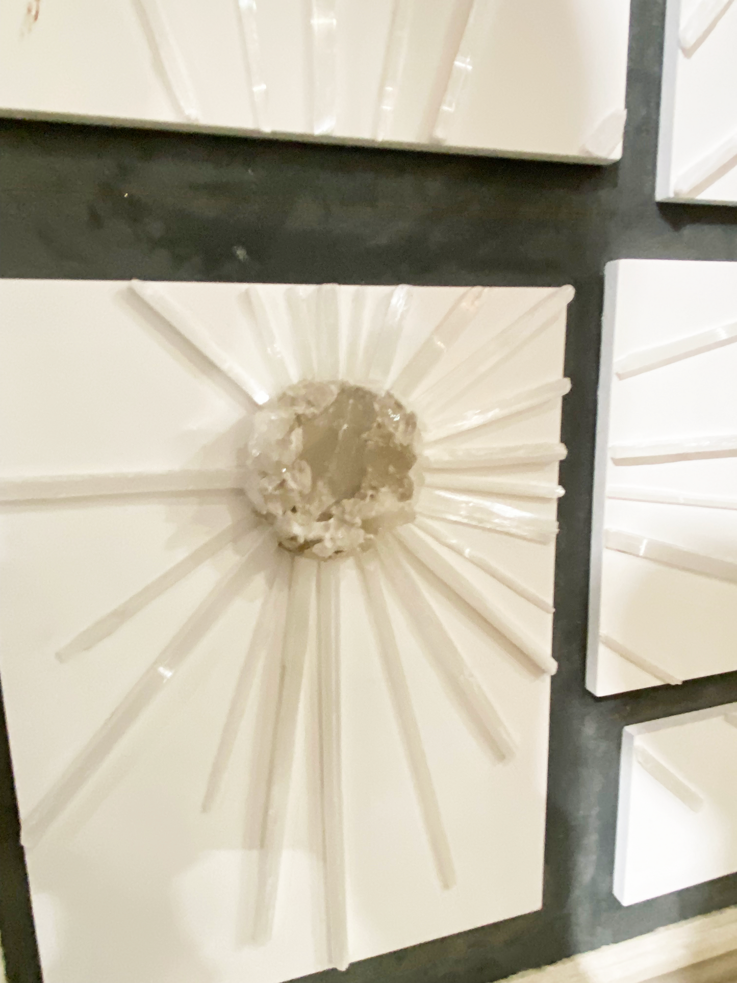 Selenite Starburst Composition in Antique Frame with Quartz