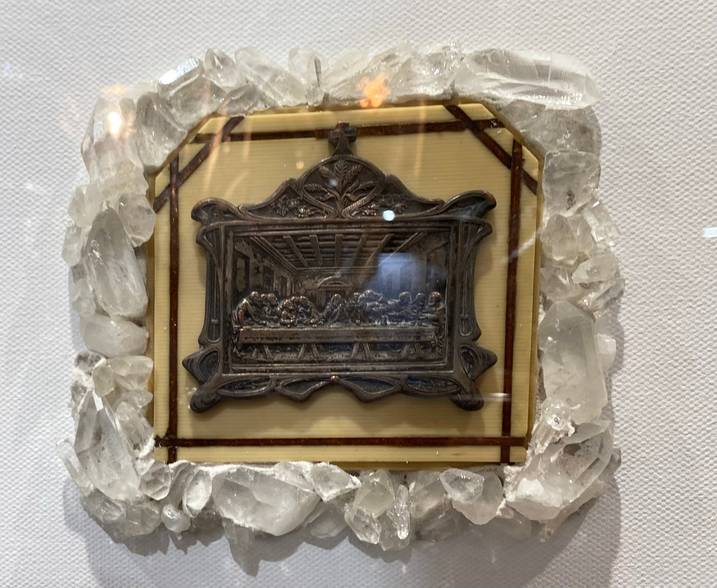 Antique Fragment Double Mounted on Velvet with Quartz