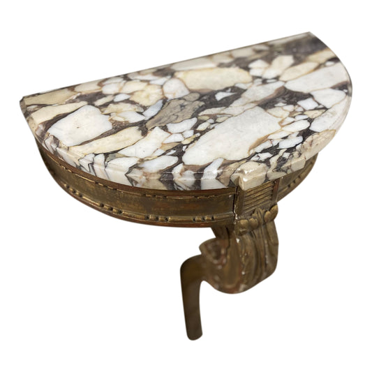Gold Demi-lune Marble Top Table