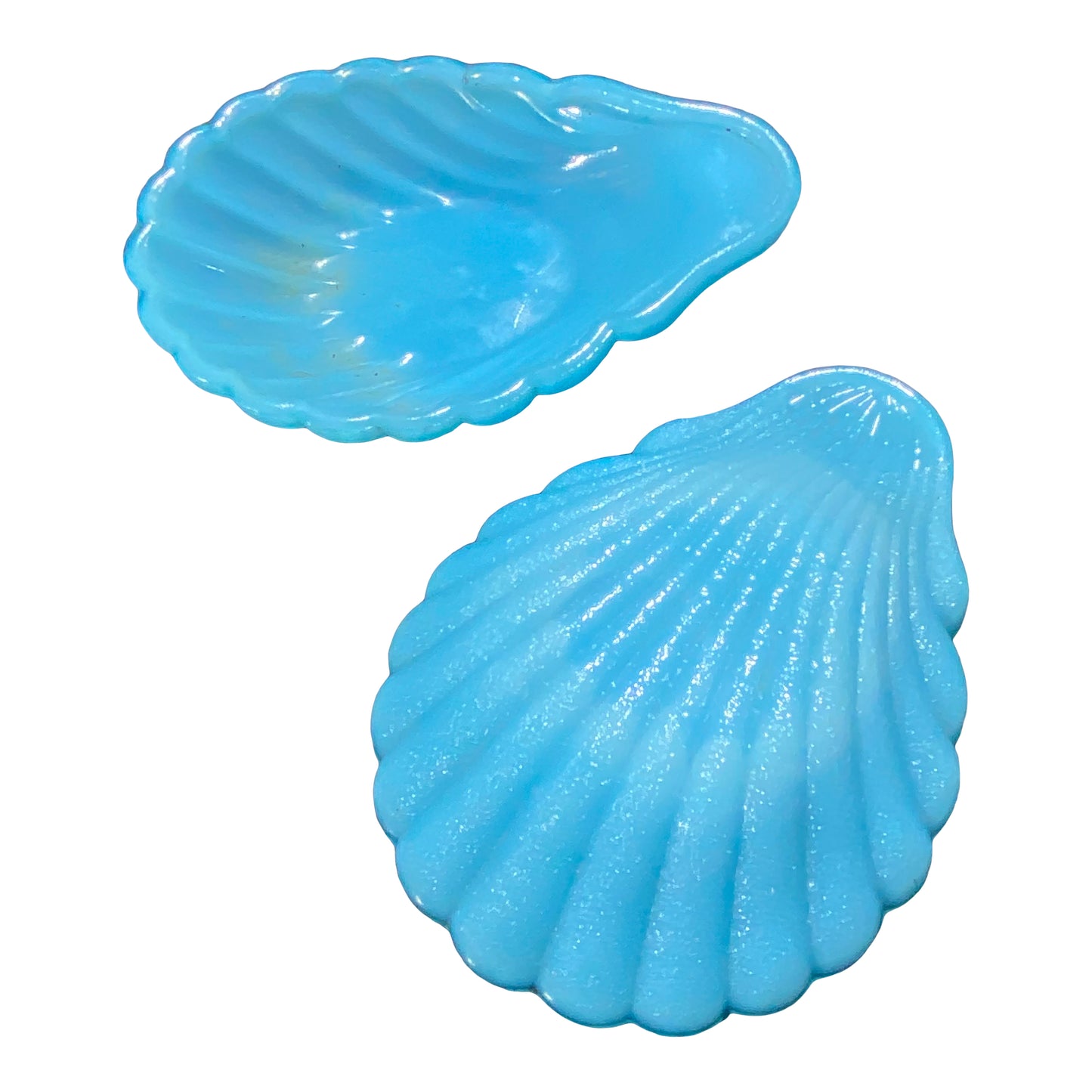 Blue Pressed Glass Shells