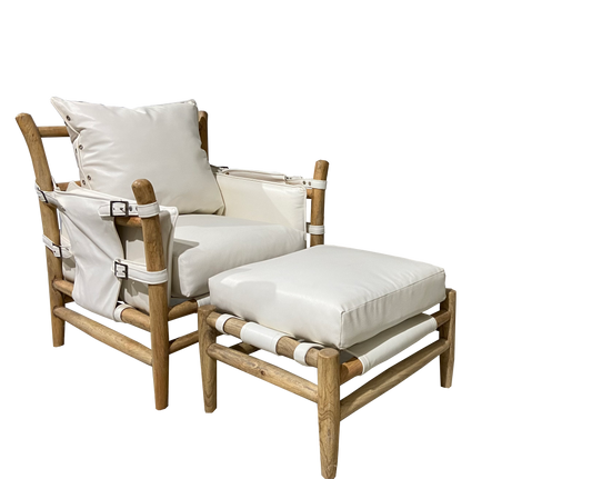 Ro Sham Beaux Zuma Indoor/Outdoor Leather Chair and Ottoman